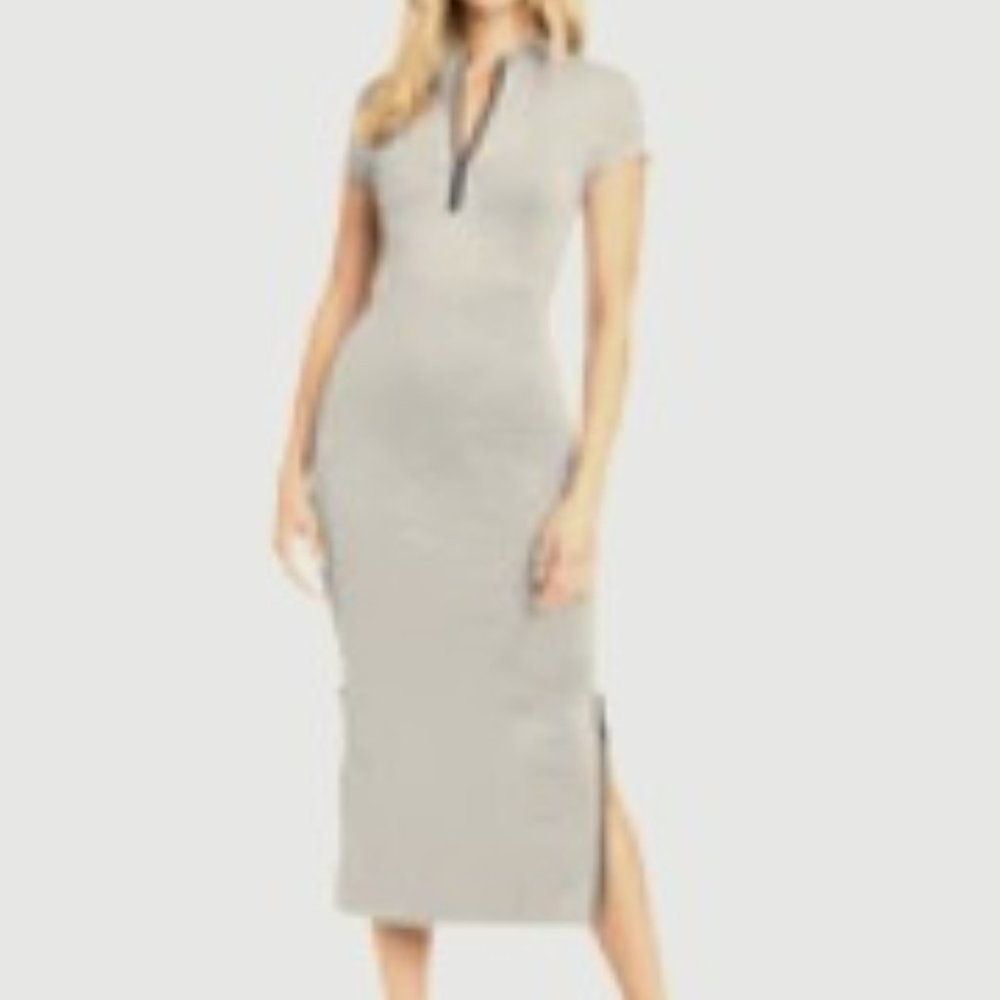 Bebe Quarter Zip Dress - heather gray XL